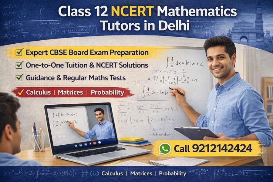 Mathematics textbook open to calculus and vector algebra problems beside a notebook and pen