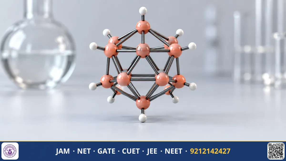 Polyhedral borane cluster cage structure illustrating three-center two-electron bridge bonds