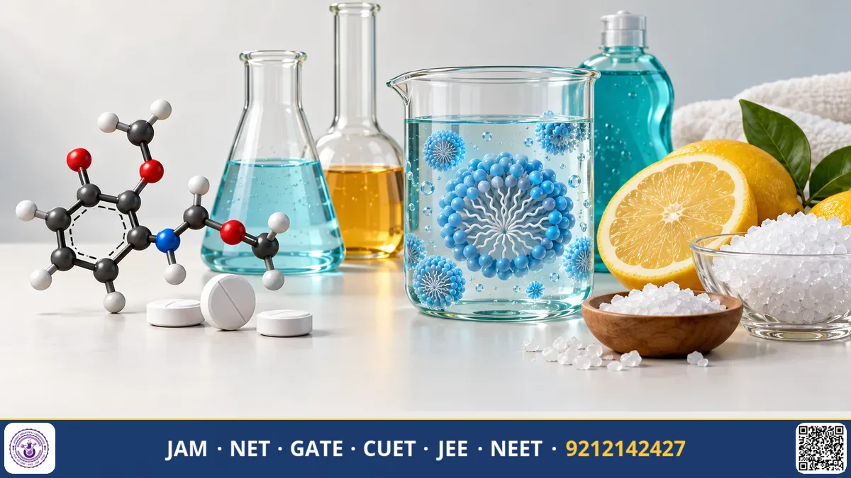 Assorted medicine blister packs, soap bubbles, and food additive molecular structures