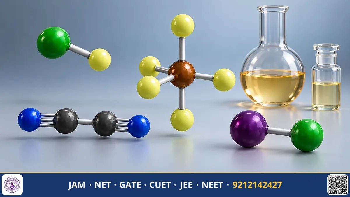 Molecular ball-and-stick models of interhalogen molecules showing T-shaped and square pyramidal geometry