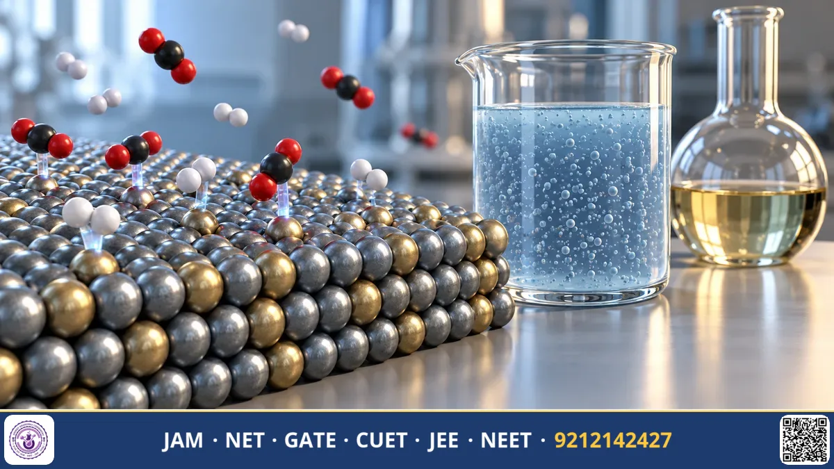Colloidal solution showing light scattering Tyndall beam beside porous adsorbent pellets in a beaker