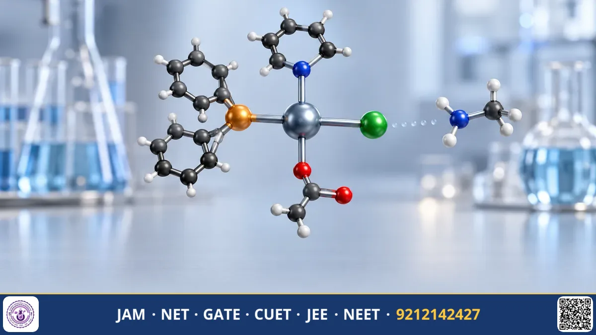 Square planar platinum complex model showing substitution ligands and trans-directing groups