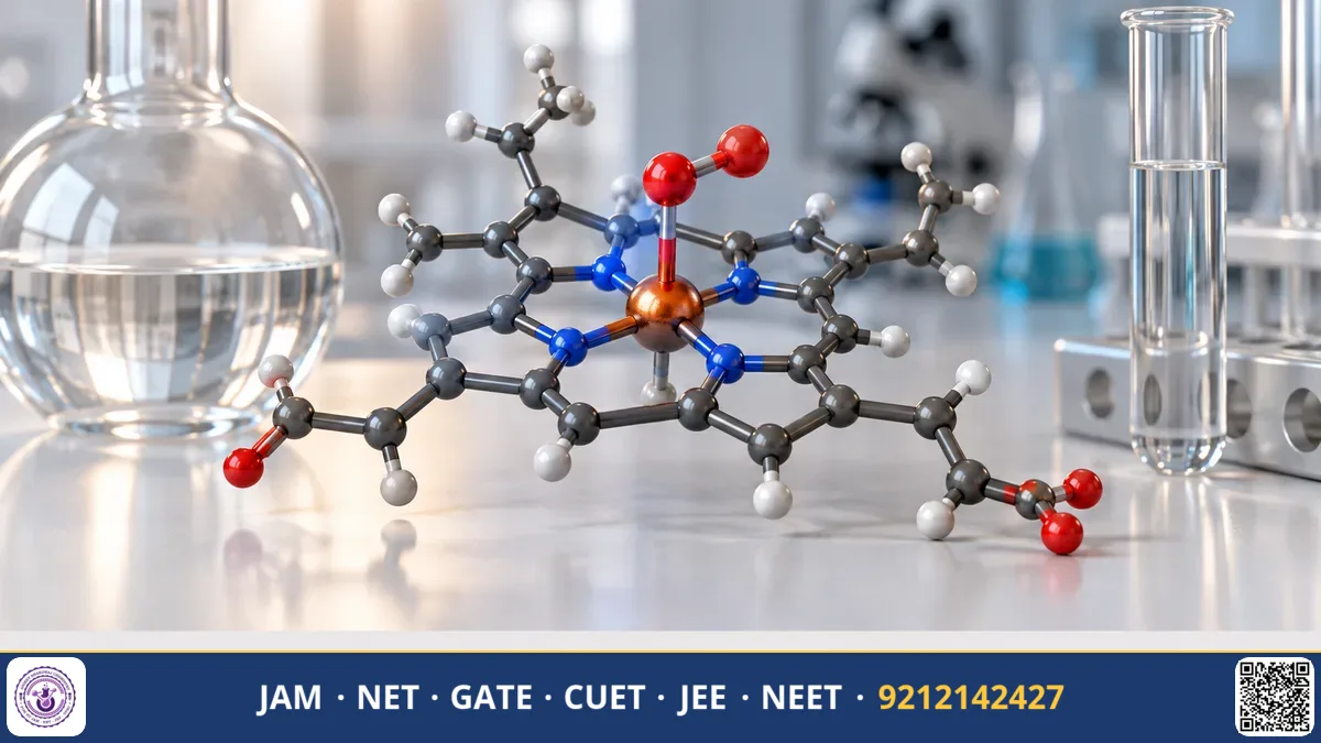 Hemoglobin iron-porphyrin ring coordinating oxygen molecule within protein matrix