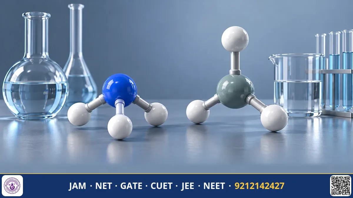 Periodic table section highlighting p-block elements alongside crystalline silicon and nitrogen gas models