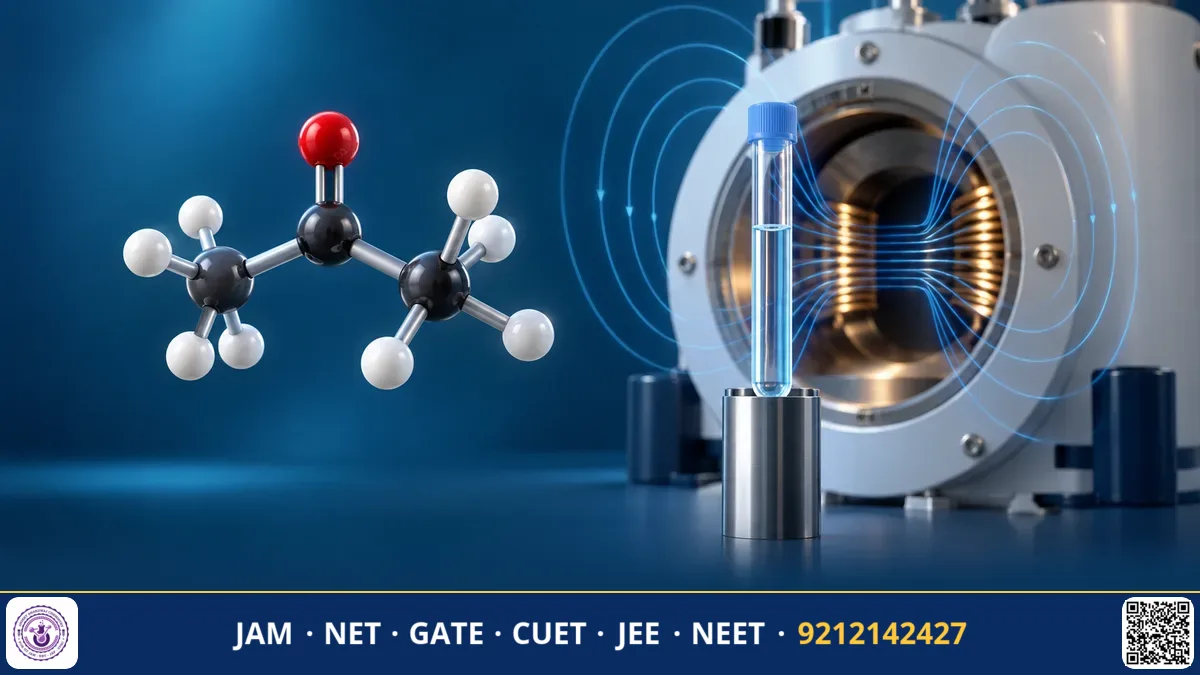 A proton NMR spectrum graph with chemical shift peaks and molecular structure