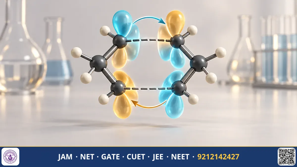 Cycloaddition reaction diagram with interacting frontier molecular orbitals forming ring