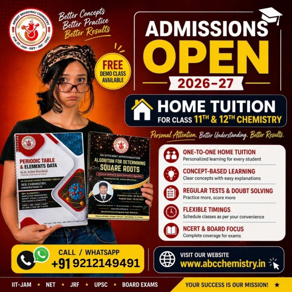 Home Tuition for class 11th and 12th chemistry