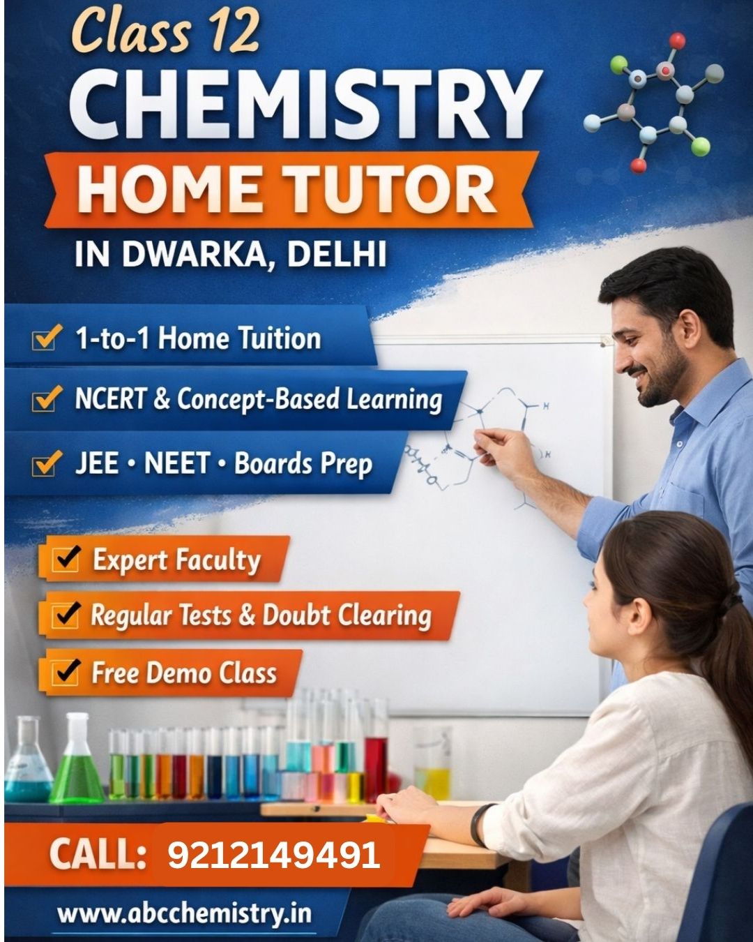 class 12 chemistry home tutor in Dwarka